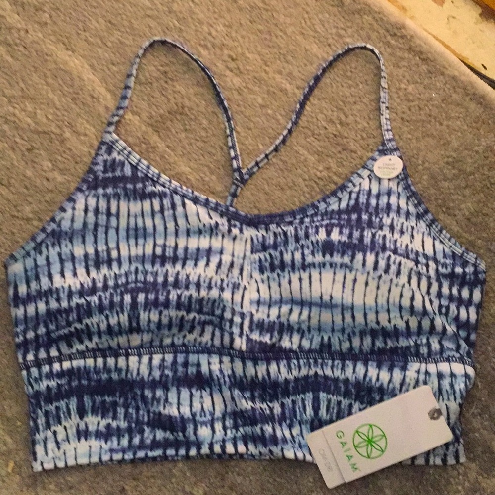 Gaiam blue yoga top sz L